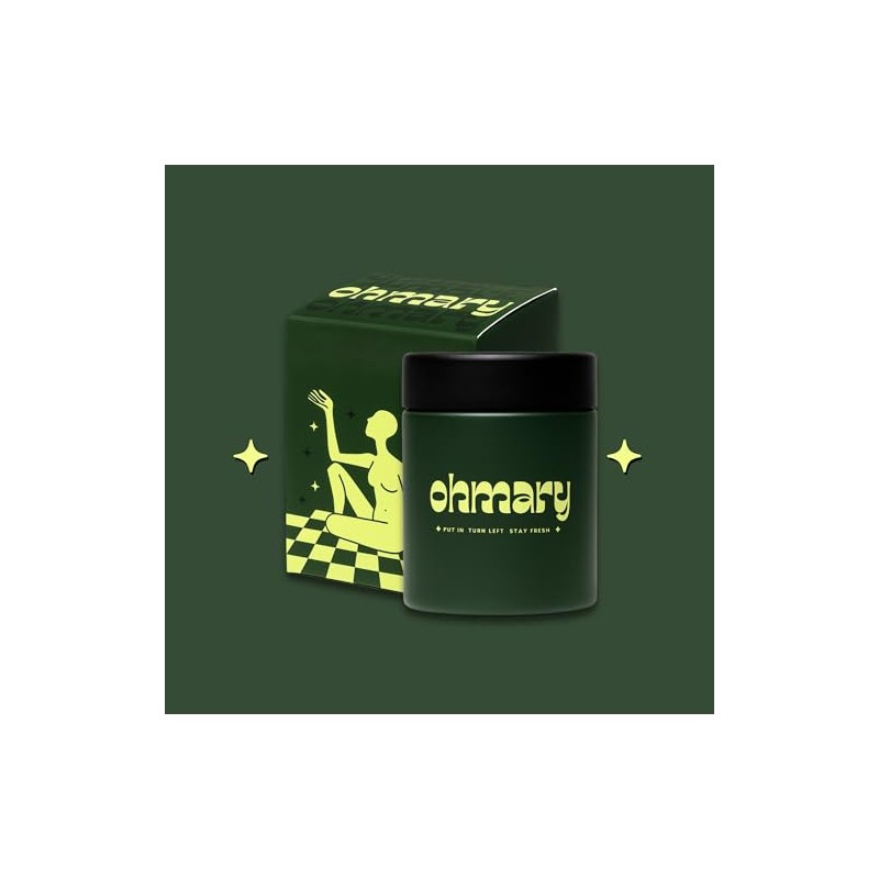 ohmary Stash Jar, Herb Glass, Green, 100% Odour-Proof, UV Protection,