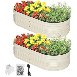 WORKPRO 2PC 4x2x1ft Galvanized Raised Garden Bed Set Rust & Corrosion Protection