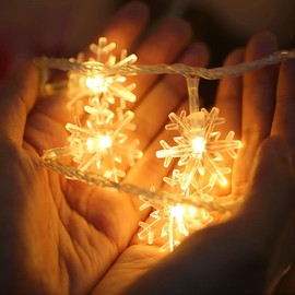 Guirnalda de luces de copo de nieve de Navidad, funciona con pilas, decoración de recámara, habitación, interior y exterior, decoración de árbol de Navidad (copo de nieve, cálido)