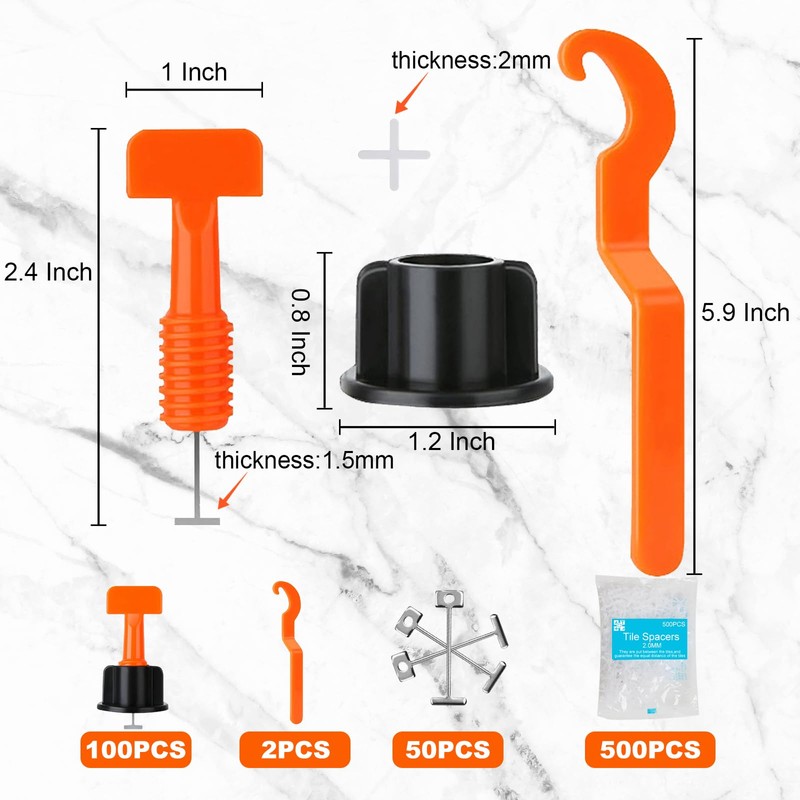 Storystore Tile Leveling System 100pcs Tile Levelers Spacers with 2mm