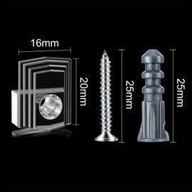 Tatuo 20 Pcs Mirror Holder Clips Bulk for Mirrors up to 1/4" (6mm) Clear Plastic Mounting Clips for Wall Mounting Hanging Hardware Glass Crystal Retainer Kit Rameless Hanging with Screws for Wall Door