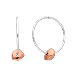 jewellerybox 18mm sterling silver hoop earrings with rose gold plated thick nugget beads, Sterling Silver