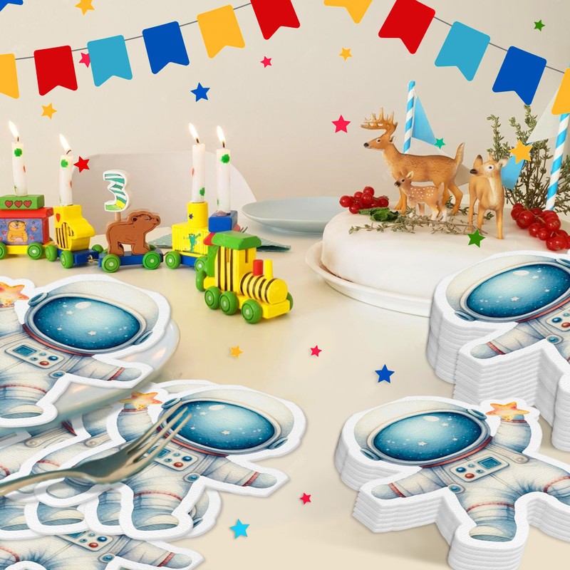 100Pcs Astronaut Shape Disposable Watercolor Style Paper Luncheon Dinner Napkins
