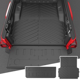 powoq Truck Mat Compatible with 2020-2024 Jeep Gladiator JT Cargo Mat Tailgate Liner TPE Replacement for 2020-2024 Jeep Gladiator Accessories(Truck Mat+Tailgate Mat)
