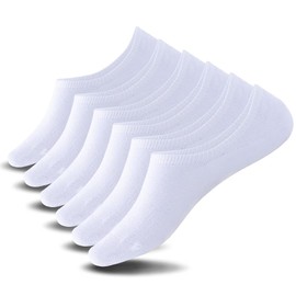 Petrass Men's No Show Socks Non-Slip Low Cut Loafer Socks Men Cotton Liner Socks for Men Casual, (6 Packs, White)