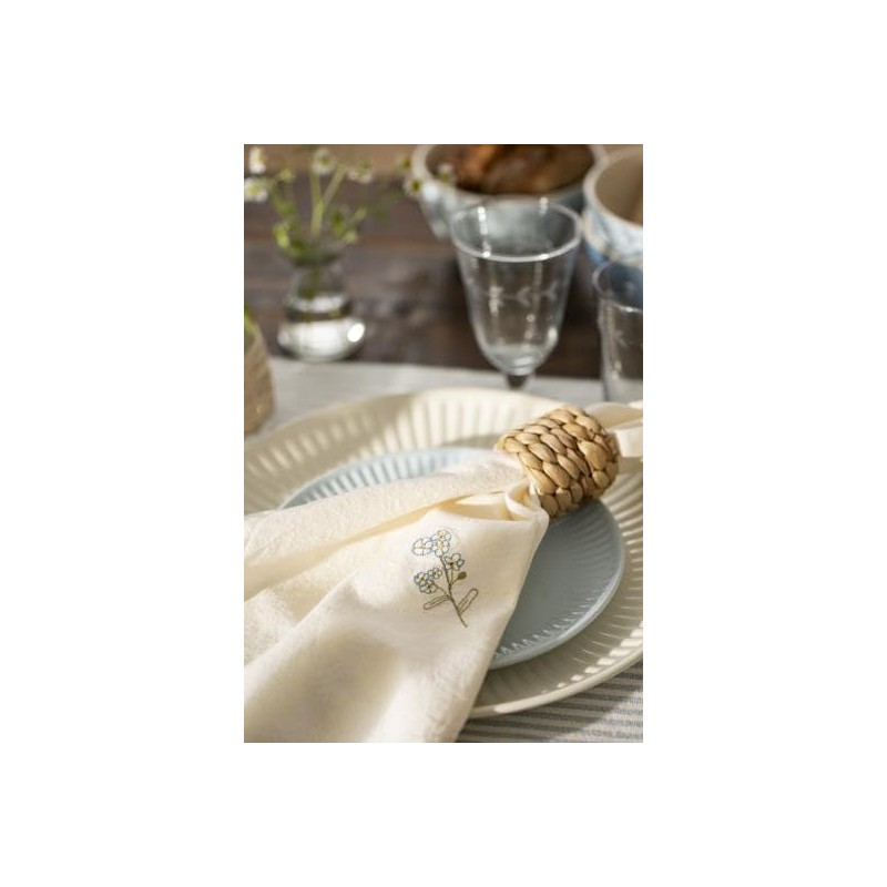 Flora Butter Cream Fabric Napkin with Forget-Me-Not Width 40 L