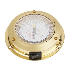 SEAFLO 4” Round Boat/RV Interior Ceiling LED Dome Light - 12V, 3.6W, White Light (5500-6300K), Built-In On/Off Rocker Switch, Cabin for RV & Boats, CE & RoHS Certified(4”, Brass Bezel)
