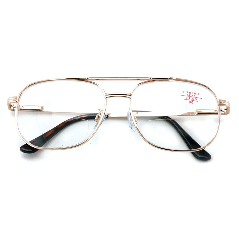 V.W.E. Bifocal Metal Aviator Reading Glasses - Big Lens Spring