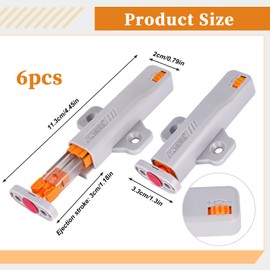 6 Pcs Grey Push to Open Door Catches, Heavy Duty Non-Magnetic Push to Open Latch for Kitchens, Cabinets, Wardrobes, Drawers (Comes with 24 x Screws)