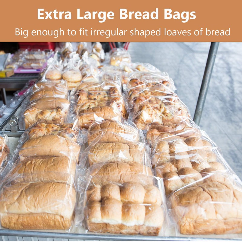 Large Bread Poly Bags,100 Pcs 22x6x10 Inch Bread Loaf Packing