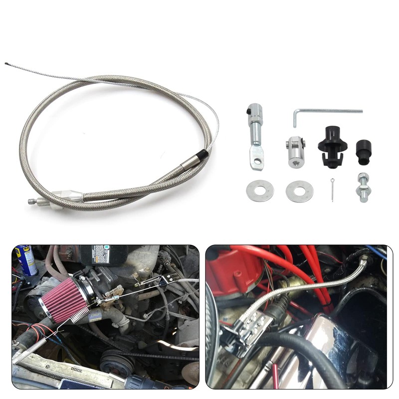 LVOUP 5657 Stainless Adjustable Steel Braided Throttle Cable Kit. 36"