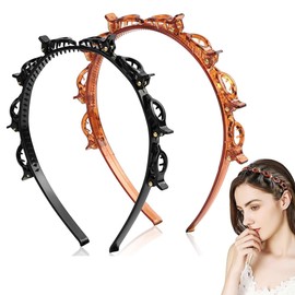 JRYXDS Pack of 2 Hair Band with Clips Hairstyle Aid Headband with Clips Braided Headbands Double Bangs Hairstyle Hairpin Twist Clip Headband Wist Clip Headband