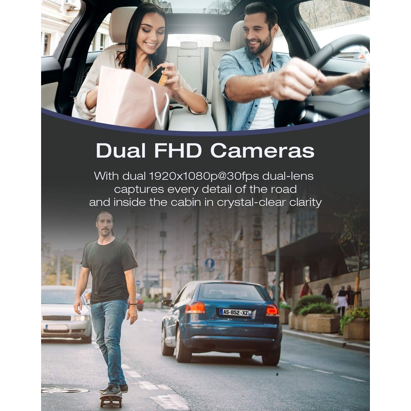 Dual Dash Cam FHD 1080P Front Inside Cabin Car Camera