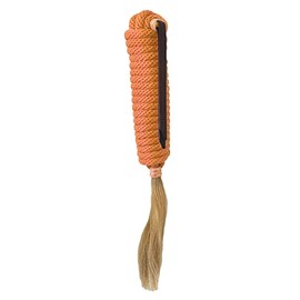 Equitem 23' Nylon Mecate Reins with Horse Hair Tassel & Leather Popper (Orange)