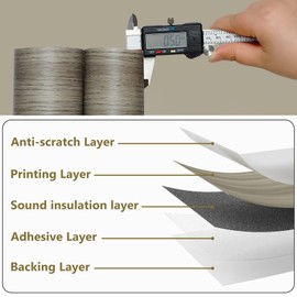 WIFEA Vinyl Flooring Roll 15.7"x393.7"/43 Sq.Ft, Wood Grain Self-Adhesive Vinyl Floor Tiles Wear-Resistant and Waterproof for Bedroom, Living Room, Office, Balcony, RV, Smoke Gray