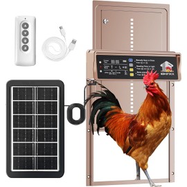 Automatic Chicken Coop Door Solar Powered, 4 Modes Automatic Chicken Door Solar, Anti-Pinch & Weather Proof Coop Door with Remote Control
