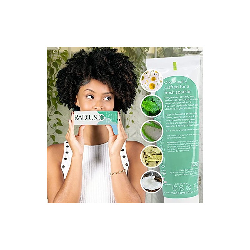 RADIUS USDA Organic Toothpaste 3oz Non Toxic Chemical-Free Gluten-Free Designed