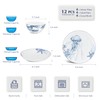 Minh Long 12-PCS Porcelain Coastal Dinnerware Set, Plates, Bowls, Service