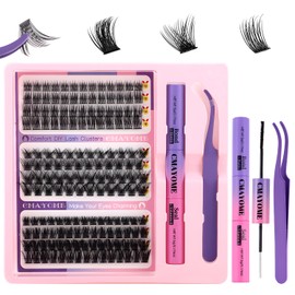 MOTIBACK Wimpern Extensions 160 Pcs DIY Cluster Wimpern C Curl Individuelle Wimpern Einzeln mit Lash Bond and Seal Wimpern Pinzette Bürste Wimpernverlängerung Volume Wimpernbüschel Wimpern(10-16mm)