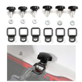 JeCar Hardtop Thumb Screws Quick Removal Hardtop Bolts with 6 Tie Down Anchors Compatible with Jeep Wrangler 2007-2024 JK JL 2/4 door, Black