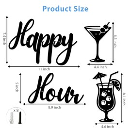 Happy Hour Bar Sign for Home Bar Decor – Metal Wall Decor & Man Cave Decor, Perfect as Bar Wall Decor and Bar Accessories for Indoor/Outdoor Use