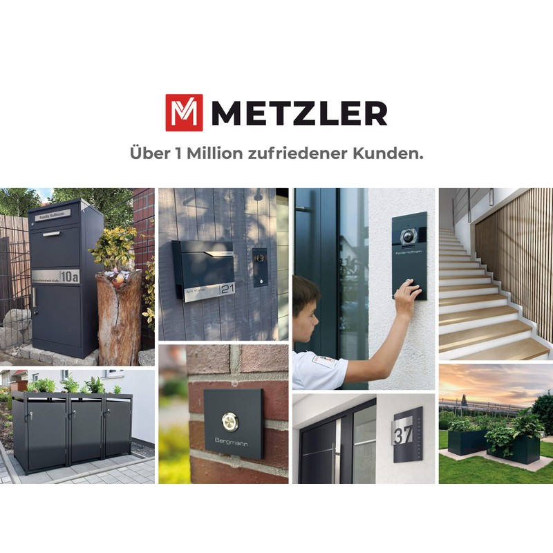 Metzler House Number in Anthracite RAL 7016, Fine Structure Powder-Coated