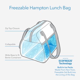PackIt Freezable Hampton Lunch Bag, City Charcoal, Built with EcoFreeze Technology, Collapsible, Reusable, Zip Closure with Front Pocket and Shoulder Straps, Designed for Fresh Office Lunches