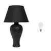 Simple Designs LT2004-BLK-LB 20.08" Textured Stucco Curvy Ceramic Table Lamp