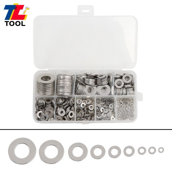 Tool library 600 Pcs 304 Stainless Steel Flat Washer Washers Assortment