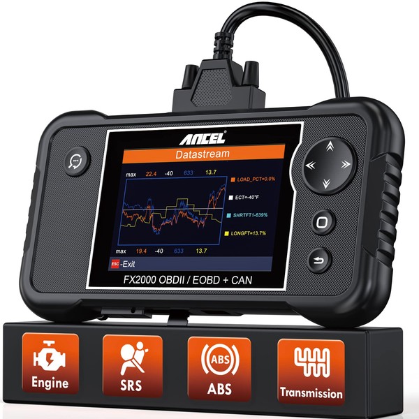 ANCEL FX2000 Car Scanner ABS SRS Transmission Airbag OBDII Scanner Diagnostic Tool, Check Car Engine Code Reader, Vehicle Scan Tool for All Cars