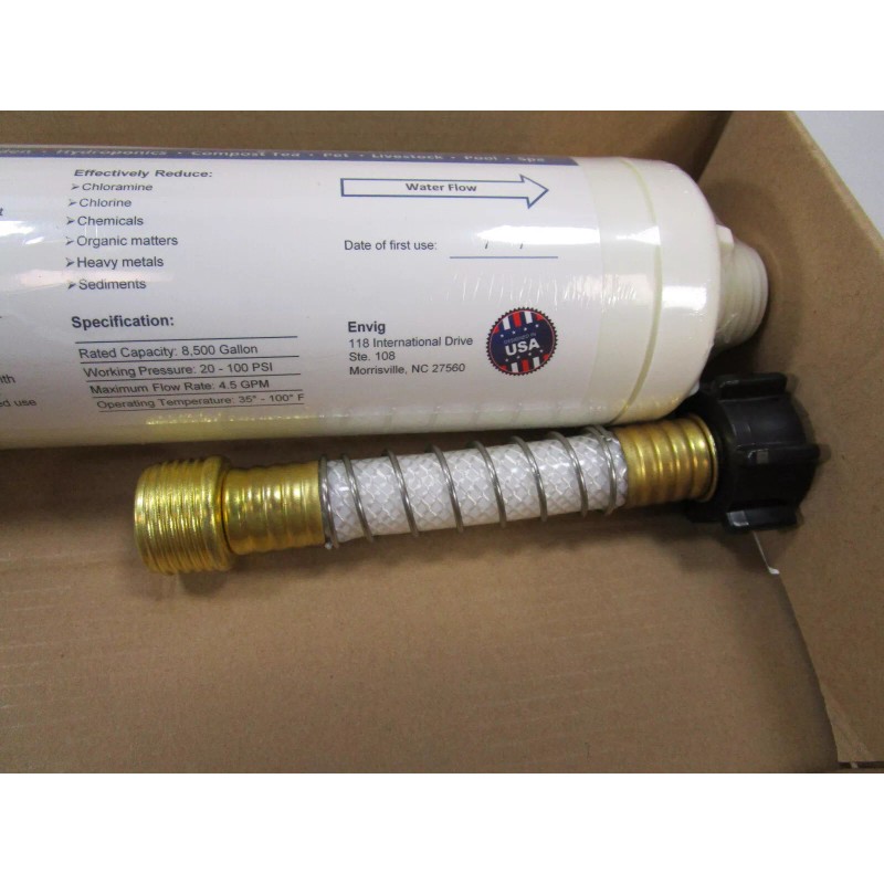 Envig 2 Catalytic Carbon KDF55 Inline Garden Hose Filter Hydroponics