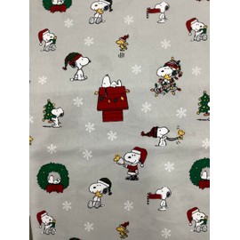 Berkshire Blanket & Home Co. Peanuts Christmas Winter Themed Sheet Sets (Gray w/Wreath, Lights, Doghouse, Queen)