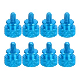 MECCANIXITY 8Pcs M4x0.7mm Aluminum Thumb Screws, 12x16mm(ODxH) Computer Case Thumb Screws for PC Side Panel Motherboard Mounting Screw, Light Blue