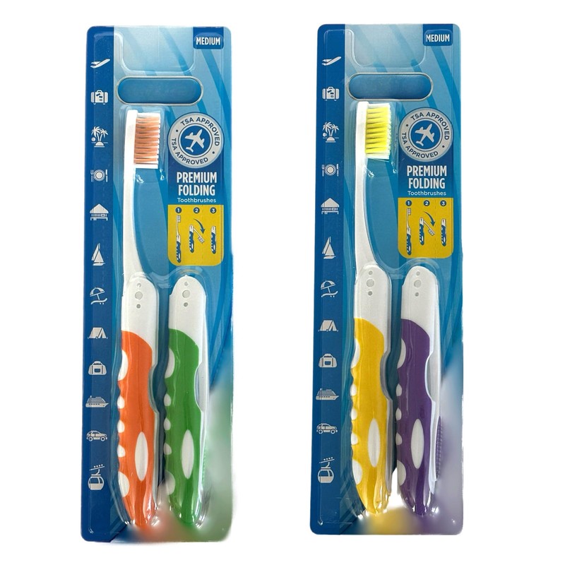 ALAZCO Comfort Hold Travel Toothbrush On The Go Folding Medium