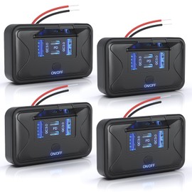 Gibbab 4PCS 108W 4 Ports 12V RV USB Switch Outlet, 2 * 36W PD3.0 Type-C + 2 * 18W QC3.0 Quick Charge Panel Wall Mount Car Charger Socket Waterproof Multi-Port Adapter for Marine Truck Boat ATV Bus