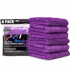 Chemical Guys Happy Ending Ultra Plush Edgeless Microfiber Towel Purple 6 Pack - Scratch-Free Detailing Cloth for Drying, Buffing, and Polishing All Surfaces (MIC34806)