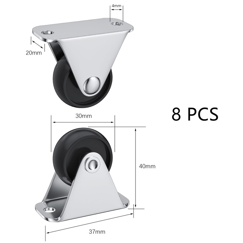8 PCS Black Casters for Furniture,30mm(1.25 inch) Small-size Castor Wheels