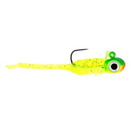 Northland Tackle Rigged Tungsten Broom Bug Ice Fishing Jigs with Sharp Hooks, 2 Pre-Rigged Jig Heads & 3 Extra Ice Fishing Plastics, Tungsten Jig Heads for Panfish, 1/16 Oz, Tiger Beetle