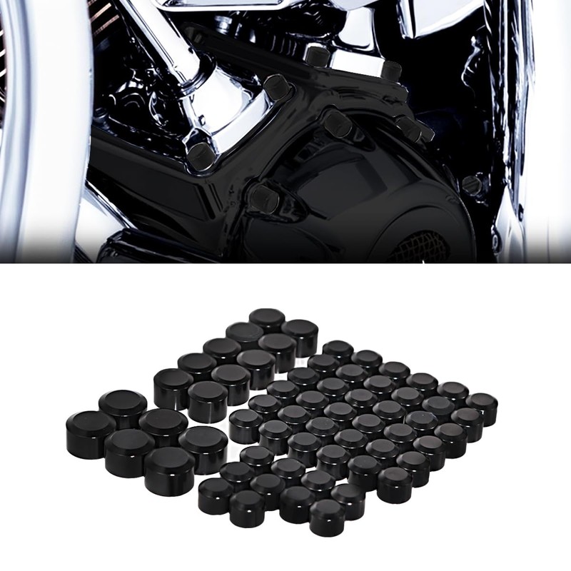 Motorcycle Bolt Covers Head Bolt Toppers Caps Black Kit for