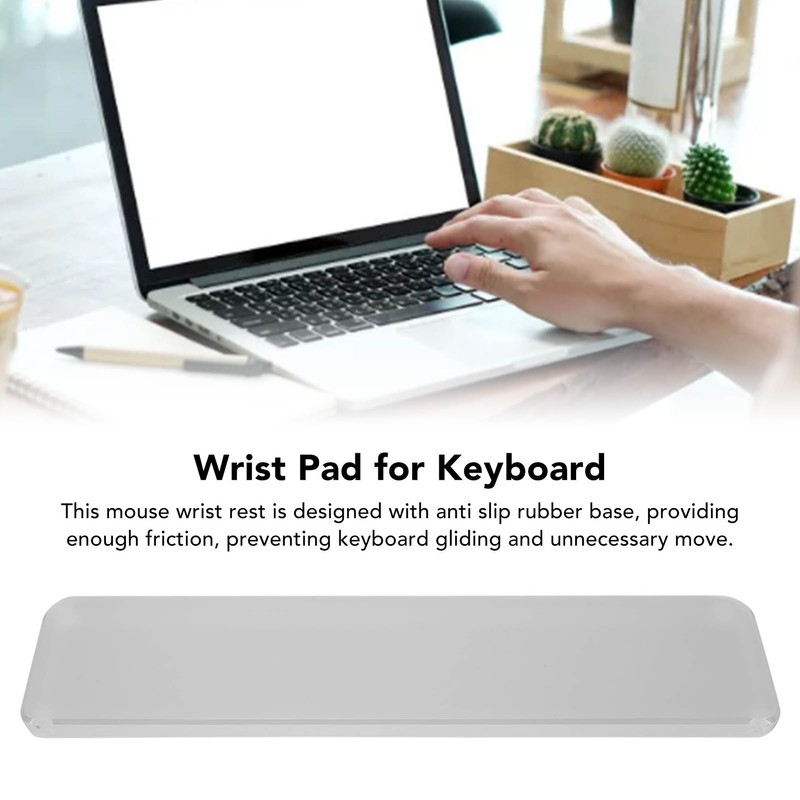 Keyboard Wrist Rest 0.4 to 0.6in Slope Ergonomic Clear Acrylic