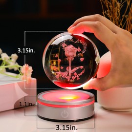Movdyka Forever Rose Crystal Lamp Gift for Wife, Girlfriend, Mom - I Love You 3D Engraved Rose Butterfly & Heart - Anniversary, Birthday, Valentine's Day Gift for Her - Romantic Night Light