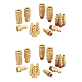T TANYA HARDWARE Coupler and Plug Kit (28 Piece), Industrial Type D, 1/4 in. NPT, Solid Brass Quick Connect Air Hose Fittings Set