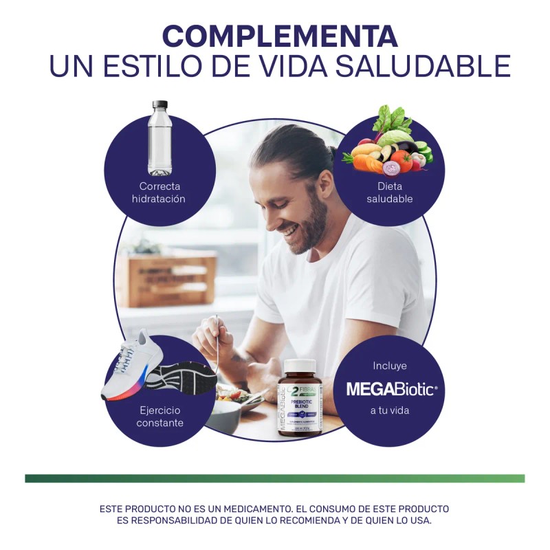 Prebiticos Blend Megabiotic 120 Cpsulas 1130mg Por Porcin Sin Sabor