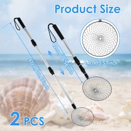 2 Pcs Beach Sand Sifter Telescopic Shell Scooper Sifter Stainless Steel Beach Scoop Shovels and Shark Tooth Sifter Tools Lightweight Sand Scoop Shovel Sifter Sea Glass Sifter for Collecting Shell Rock