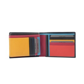 BIAGIOTTI Men's Genuine Leather Wallet with Multicolour Interior and Gift Box, Navy Multicolor 06 Without Wallet, Modern