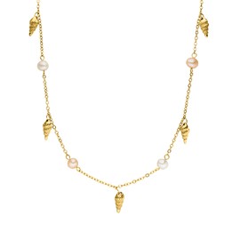 Purelei® Akala Necklace - Fine Jewellery with Shell Pendants & Real Freshwater Pearls, Perfect for Combining, Stainless Steel, Abalone