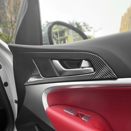 JUIVEEL Carbon Fiber Style ABS Car Interior Door Panel Cover Inner Door Protective Cover Trim Set Compatible with Genesis G70 2019-2024 Accessories