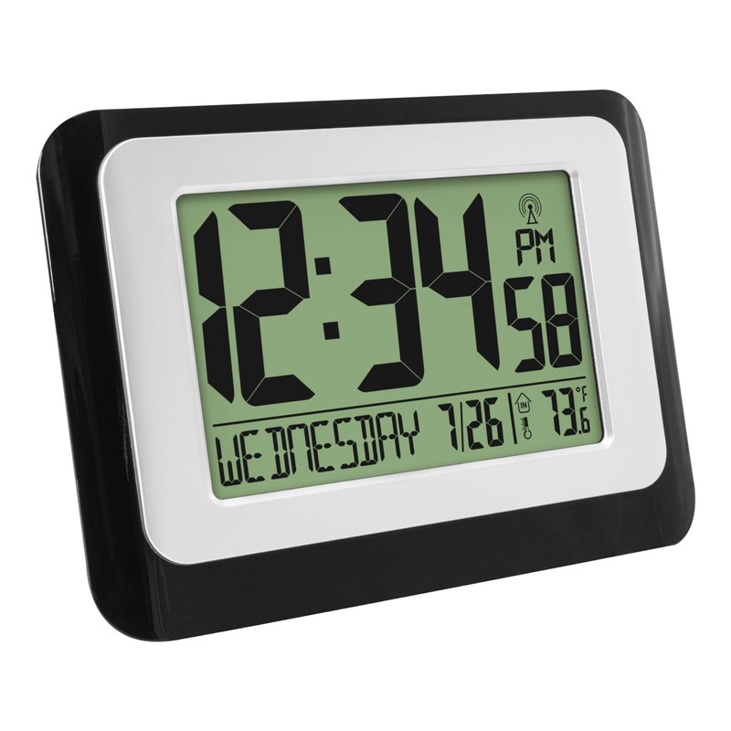 La Crosse Technology W88631 Digital Atomic Black Wall Clock with