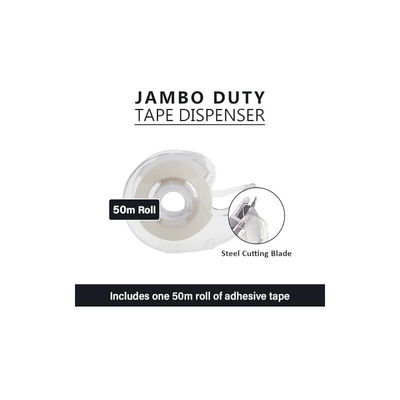 Jumbo Tape Dispenser with 50m Roll – Heavy Duty Plastic