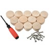 Wooden Drawer Knobs Cabinet Round Flat 12PCS Wooden Drawer Handles